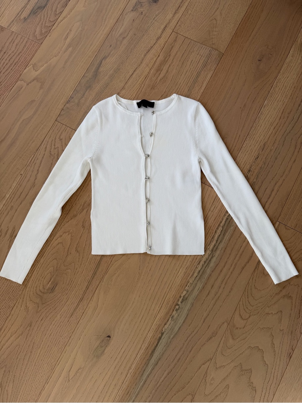 Zara Woman’s Medium White Ribbed Button-Front Cardigan